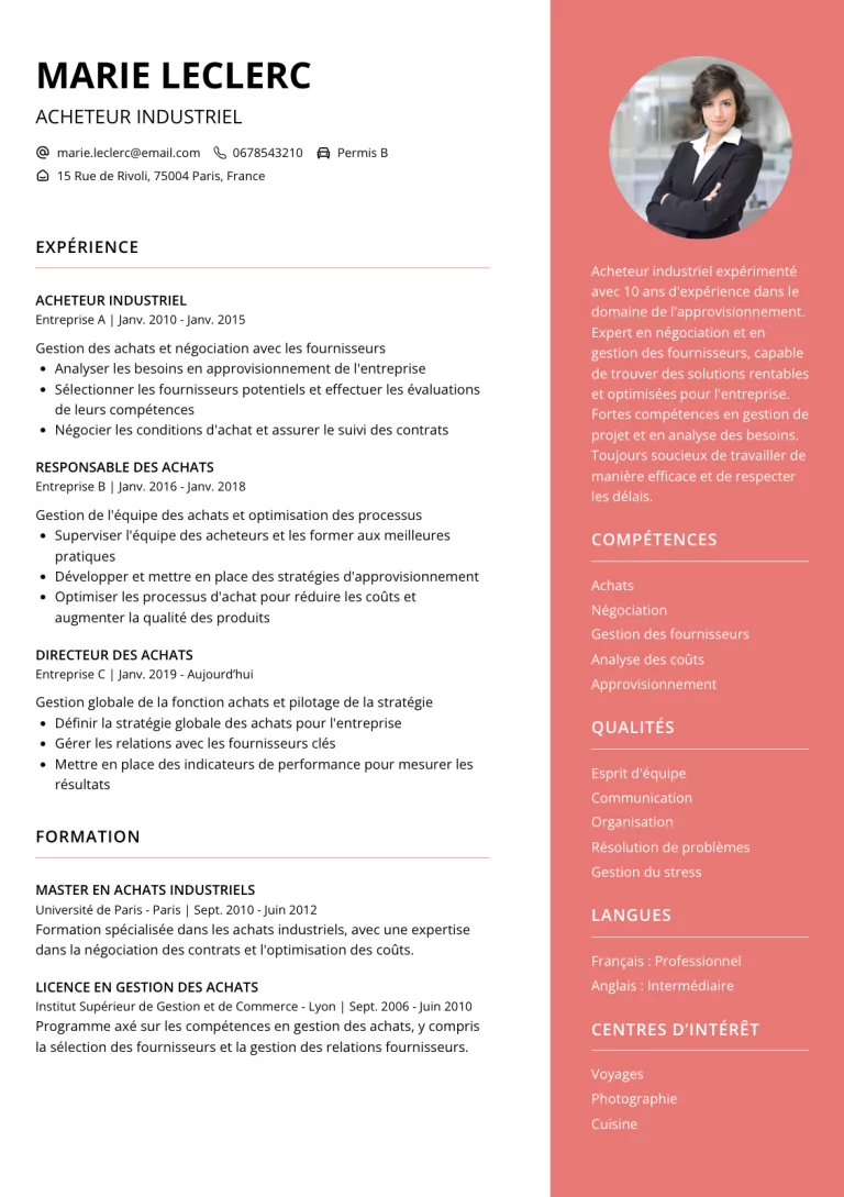 CV Acheteur Industriel