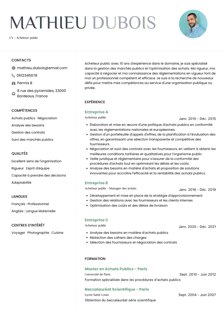 CV Acheteur Public