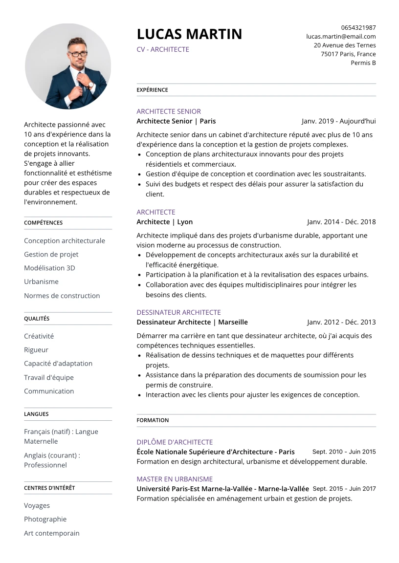 cv architecte