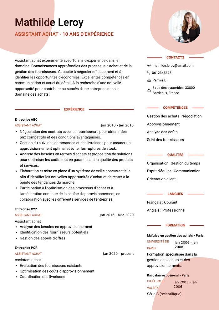 CV Assistant Achat