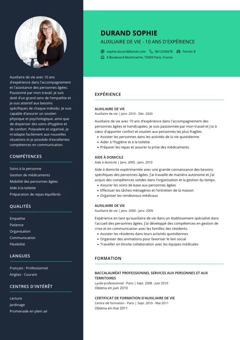 cv auxiliaire de vie