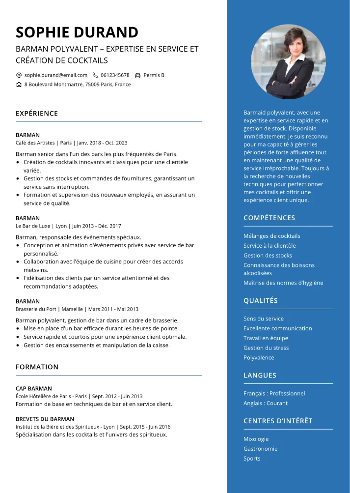 cv barman