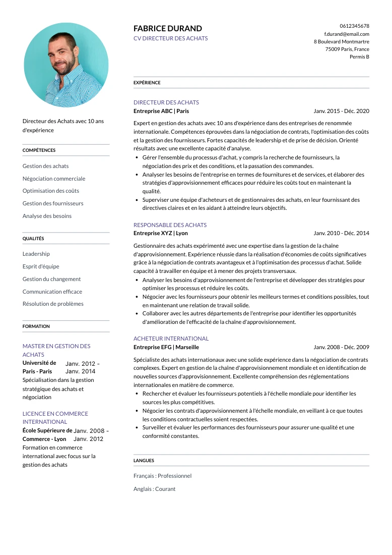 CV Directeur des Achats