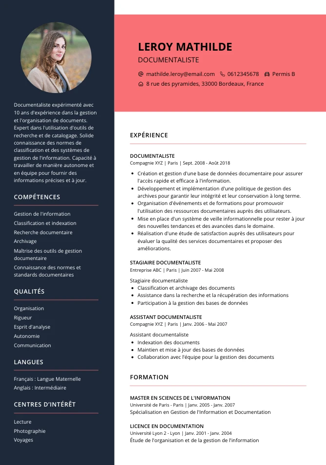 cv Documentaliste