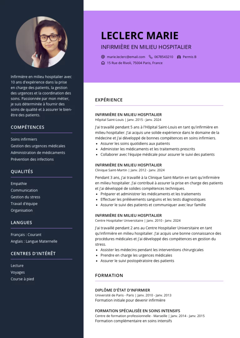 CV Infirmier