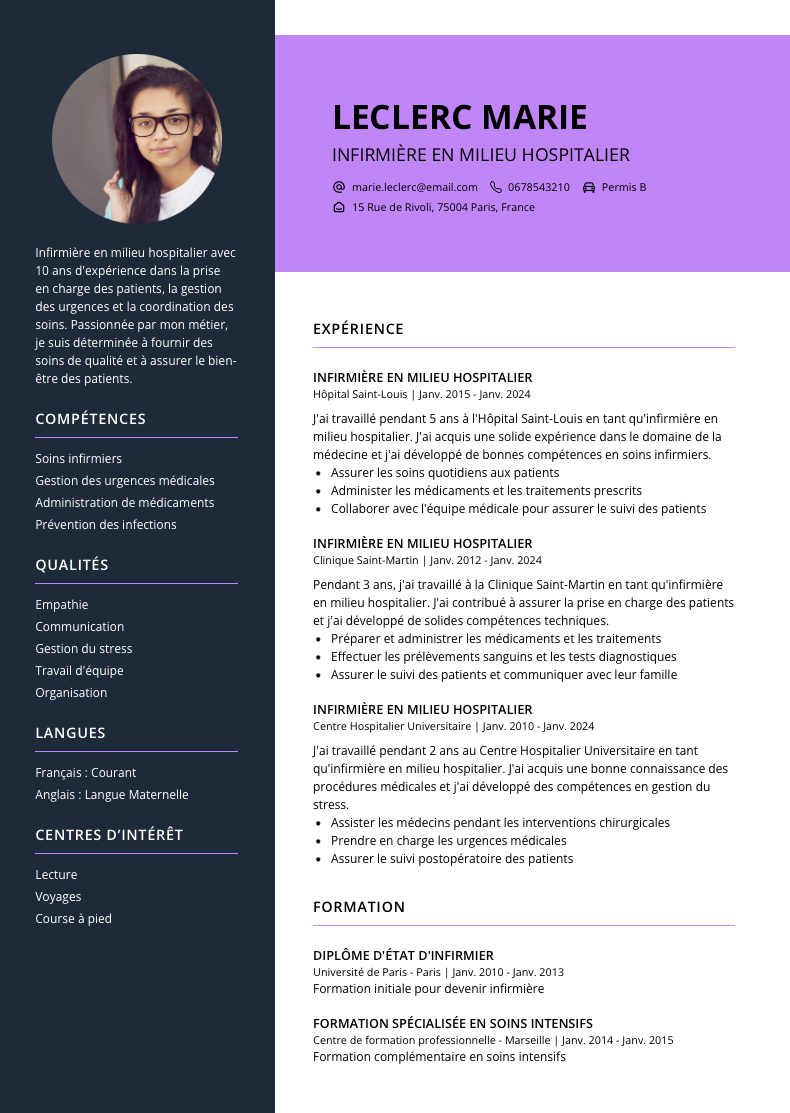 CV Infirmier