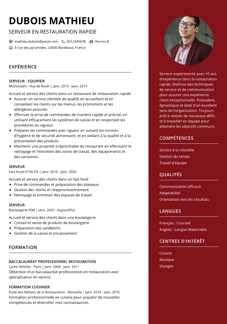 cv MacDo