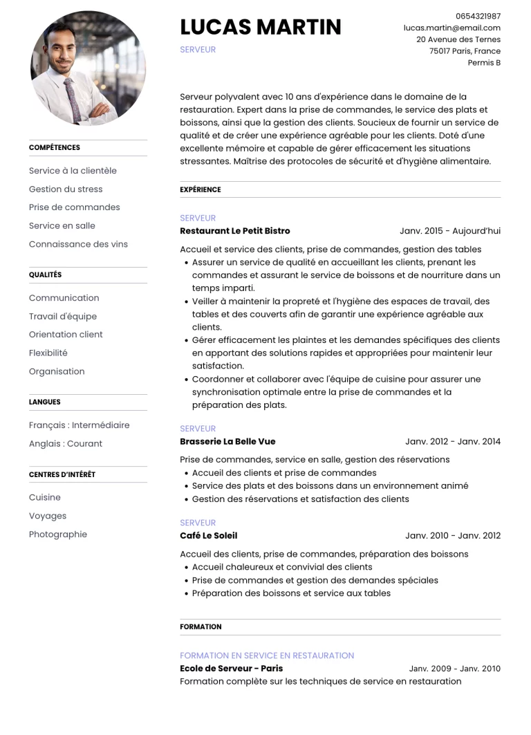 CV Serveur
