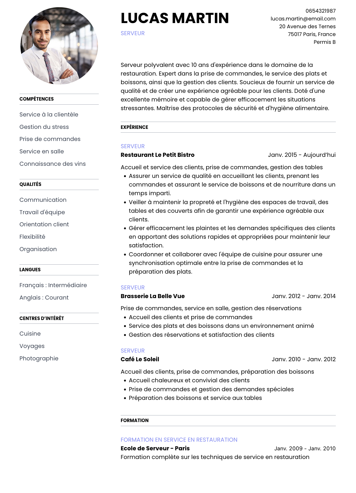 CV Serveur