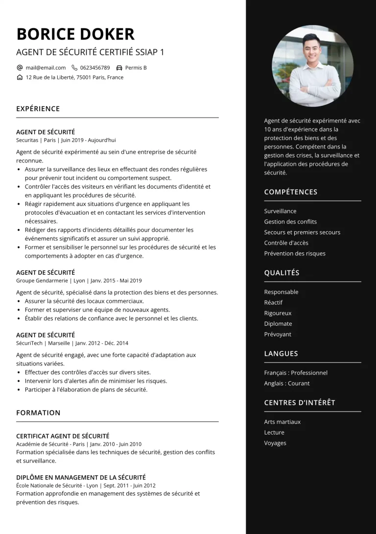 CV Agent de Sécurité