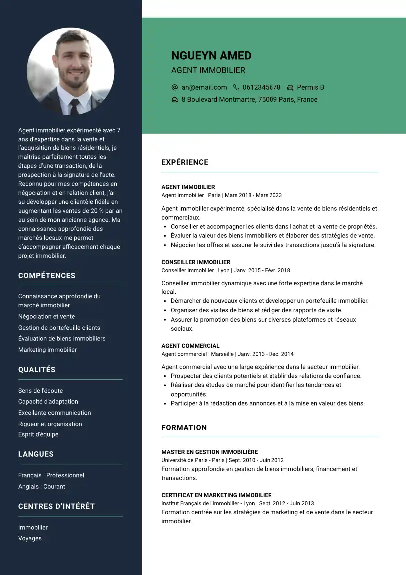 CV Agent Immobilier
