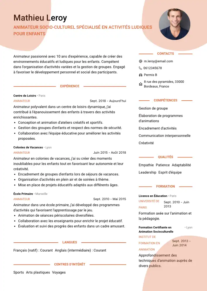 CV Animateur