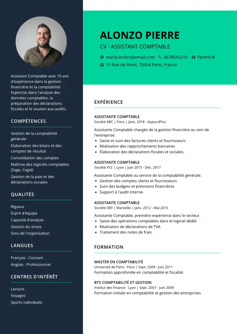 cv assistant comptable