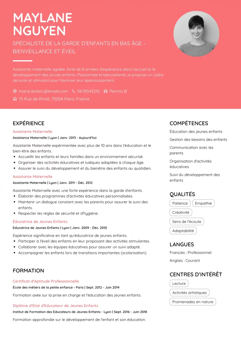 CV assistante-maternelle