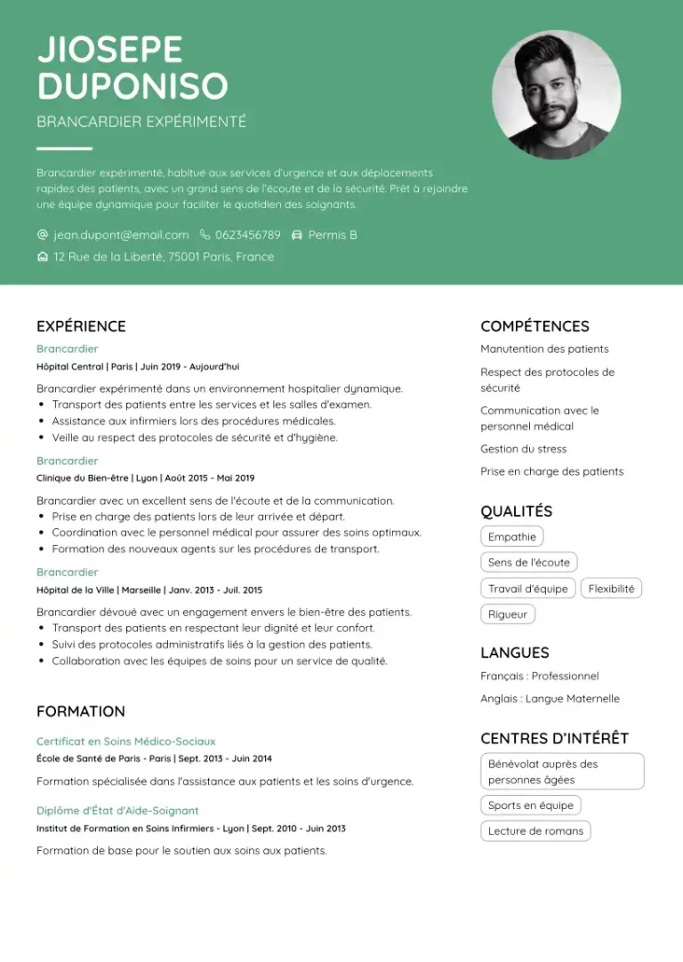 CV Brancardier