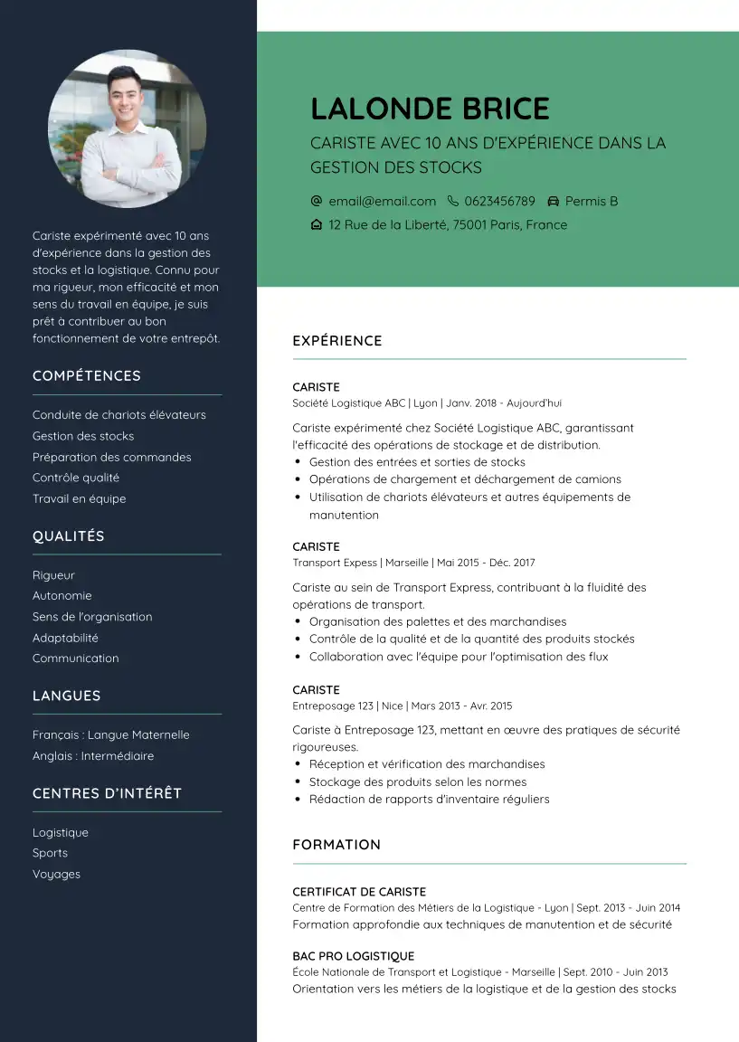 CV Cariste