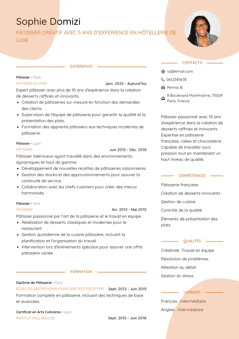 CV Pâtissier