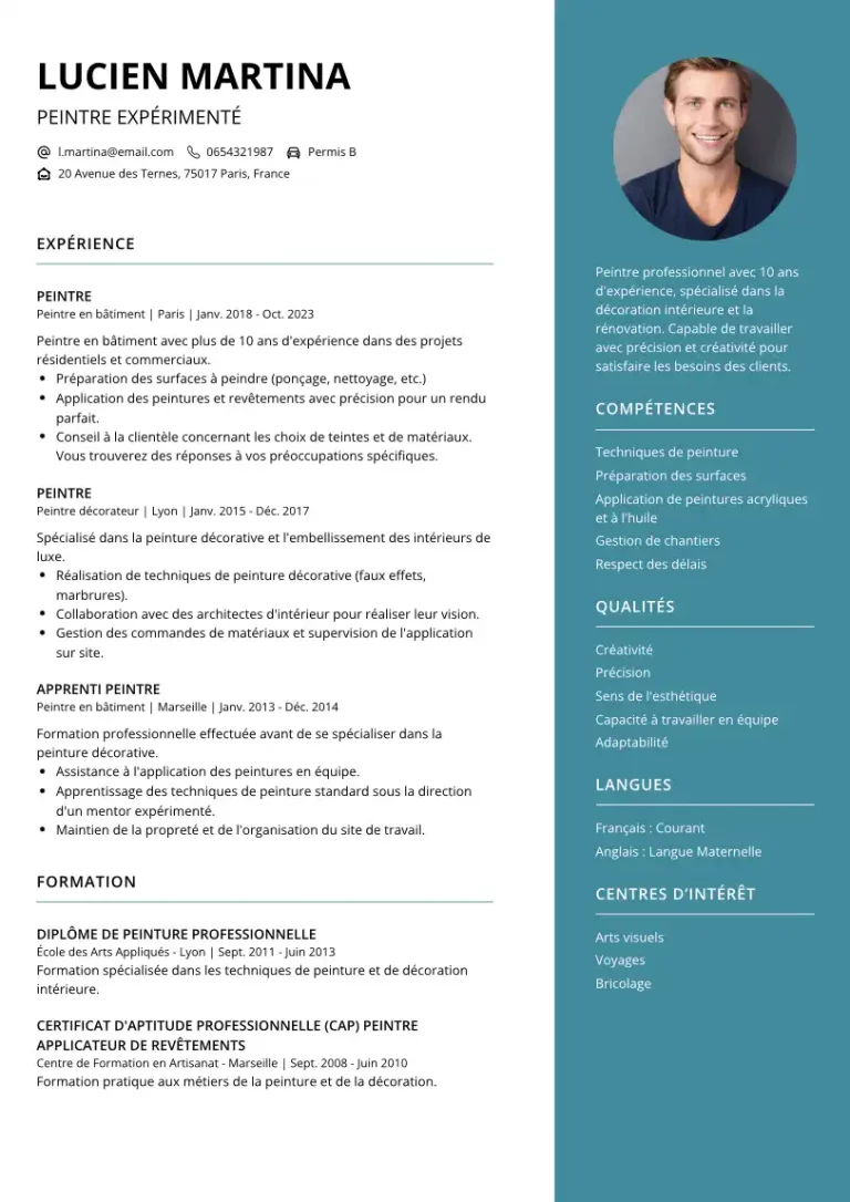 CV Peintre