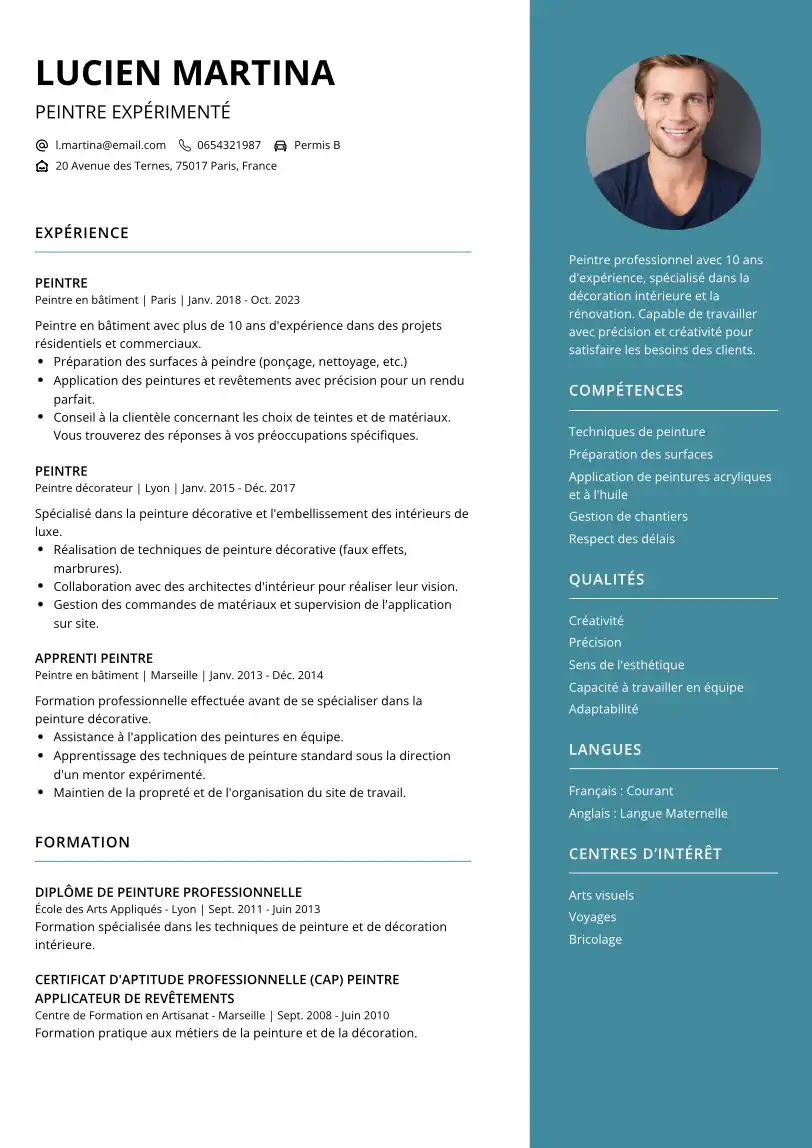 CV Peintre
