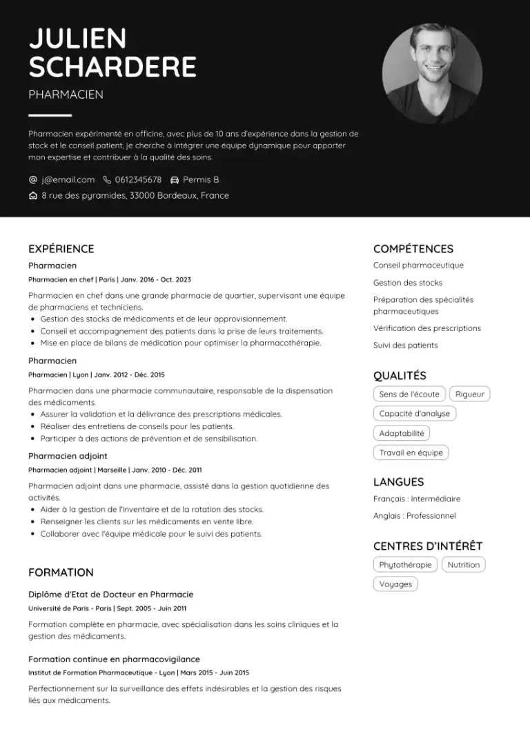 CV Pharmacien