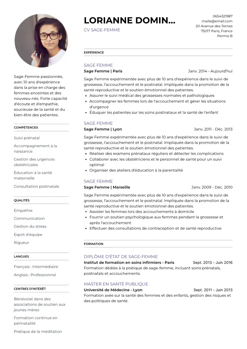 CV Sage Femme
