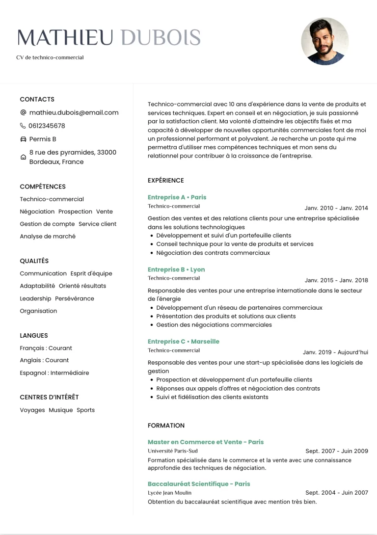cv Technico-commercial