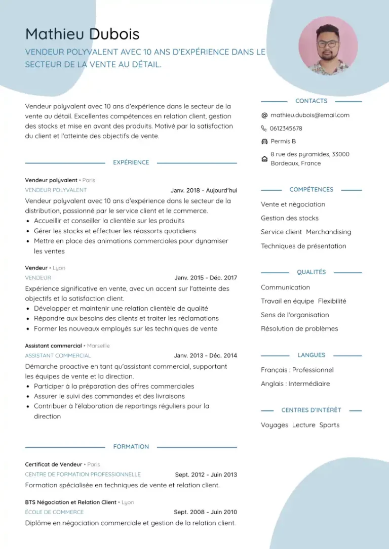 cv vendeur polyvalent