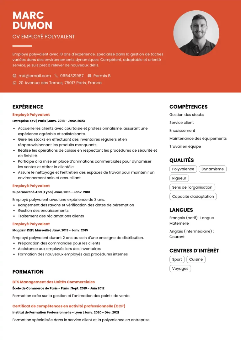 CV Employé Polyvalent
