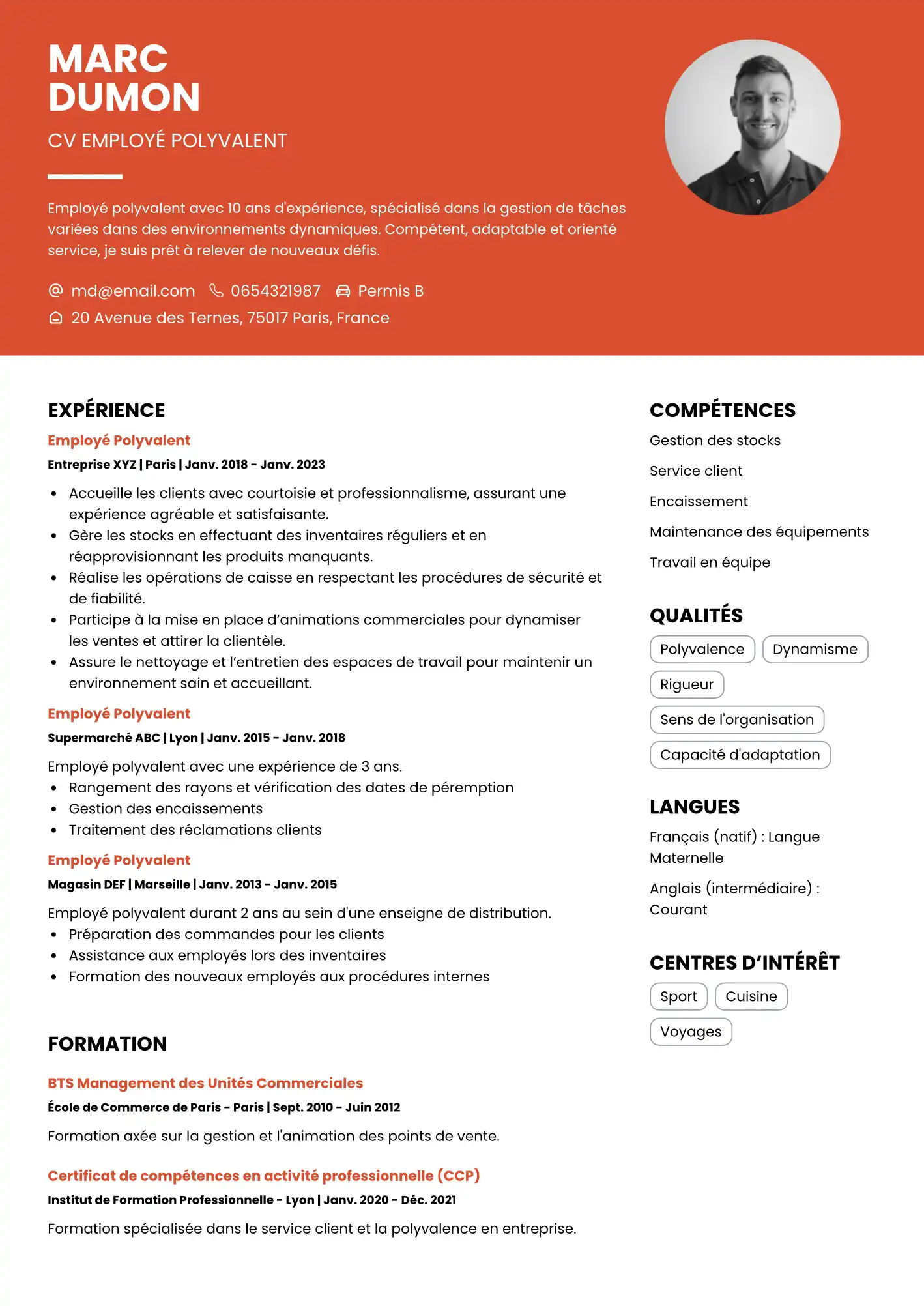 CV Employé Polyvalent