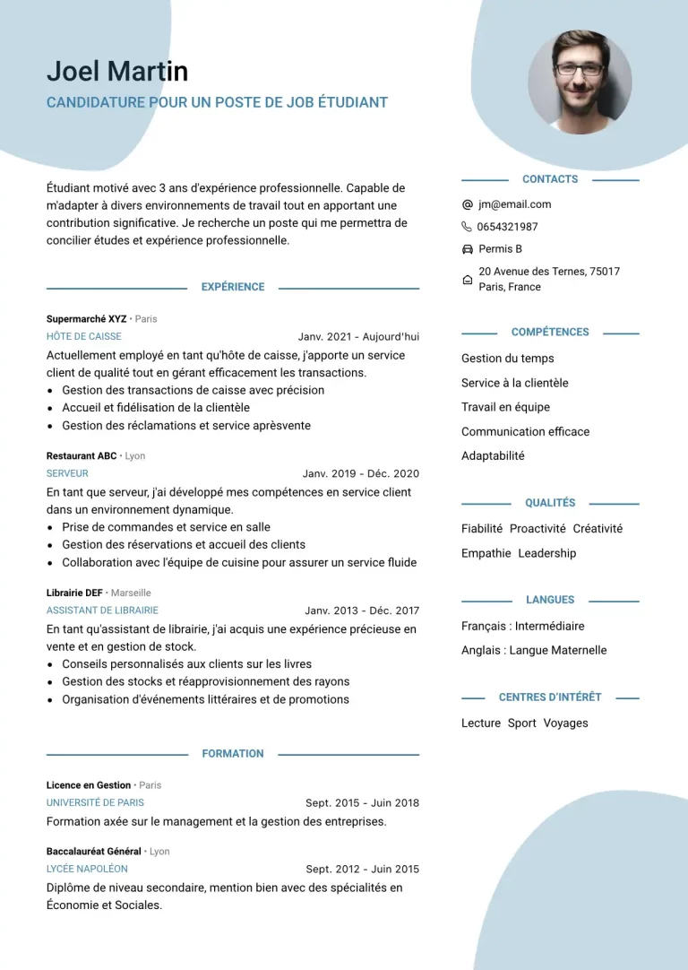 CV Job étudiant