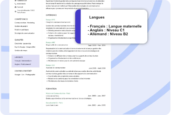 CV Langues