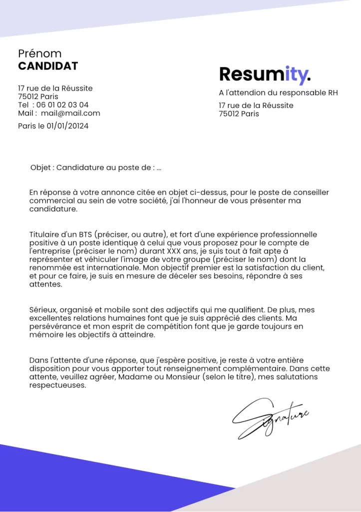 Lettre de motivation