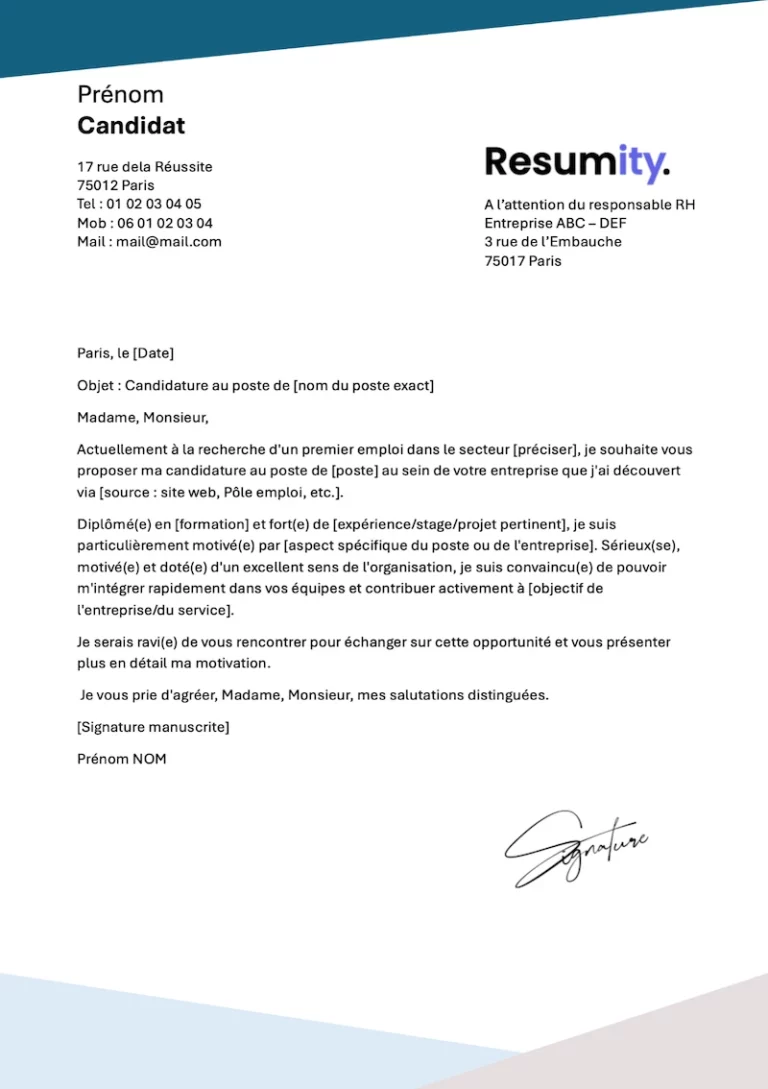 Lettre de motivation Simple et Courte