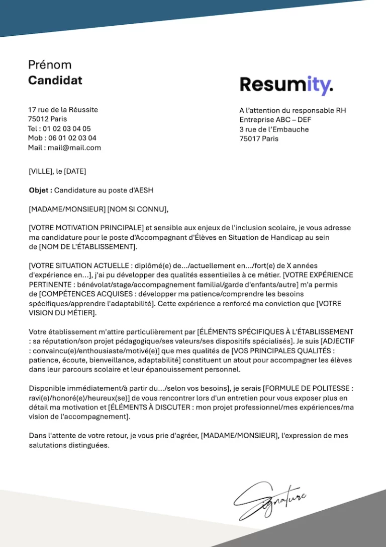 Lettre de motivation AESH