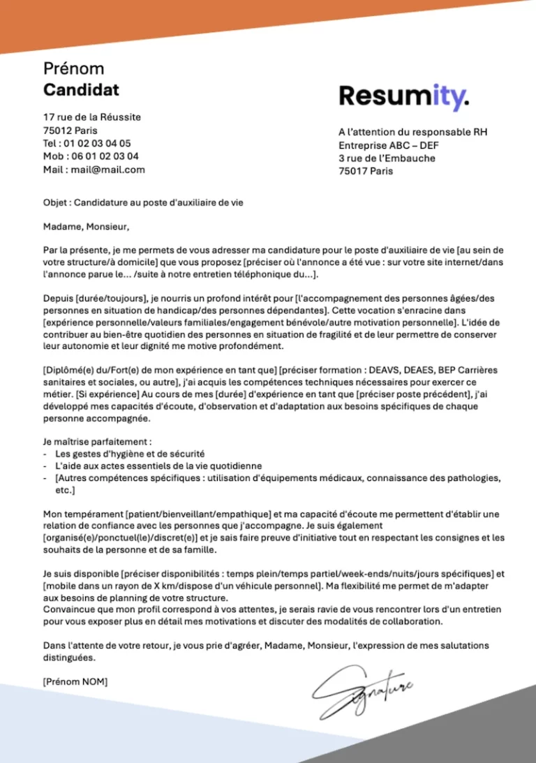 Lettre auxiliaire de vie