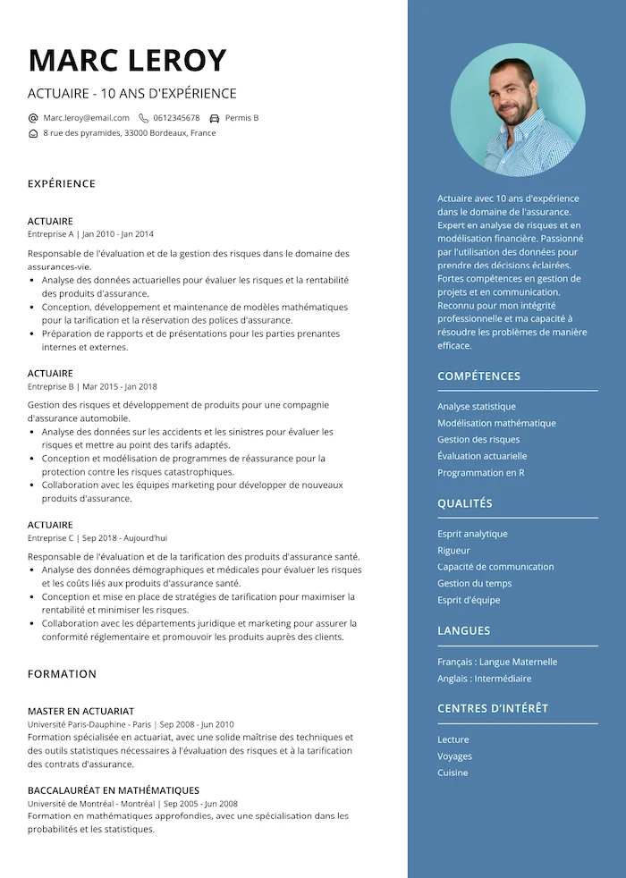 CV Actuaire