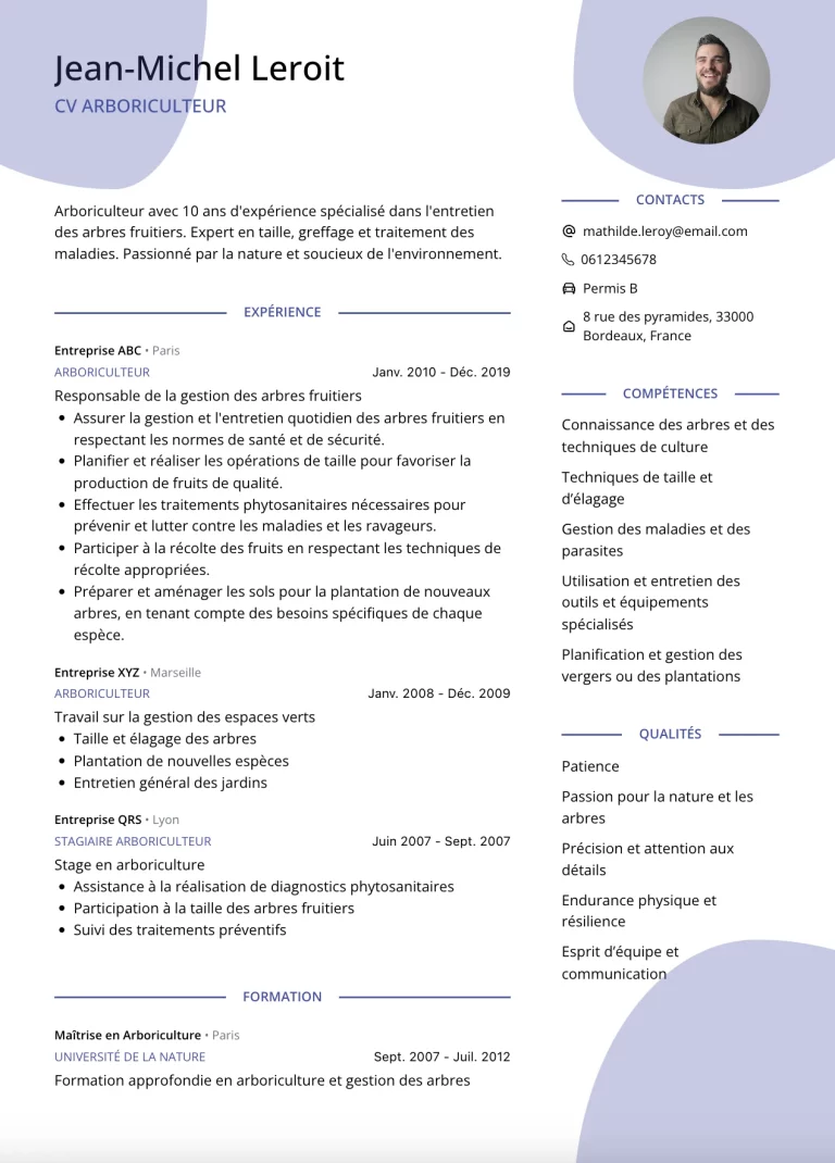 cv arboriculteur