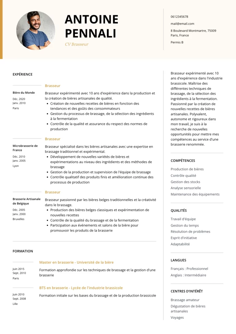 cv brasseur