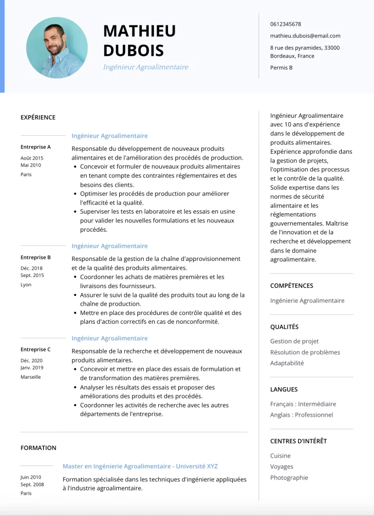 CV Ingé agro