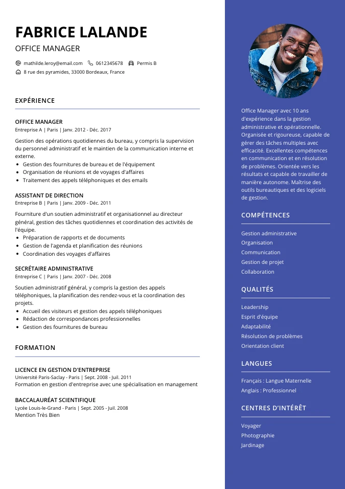 cv office manager